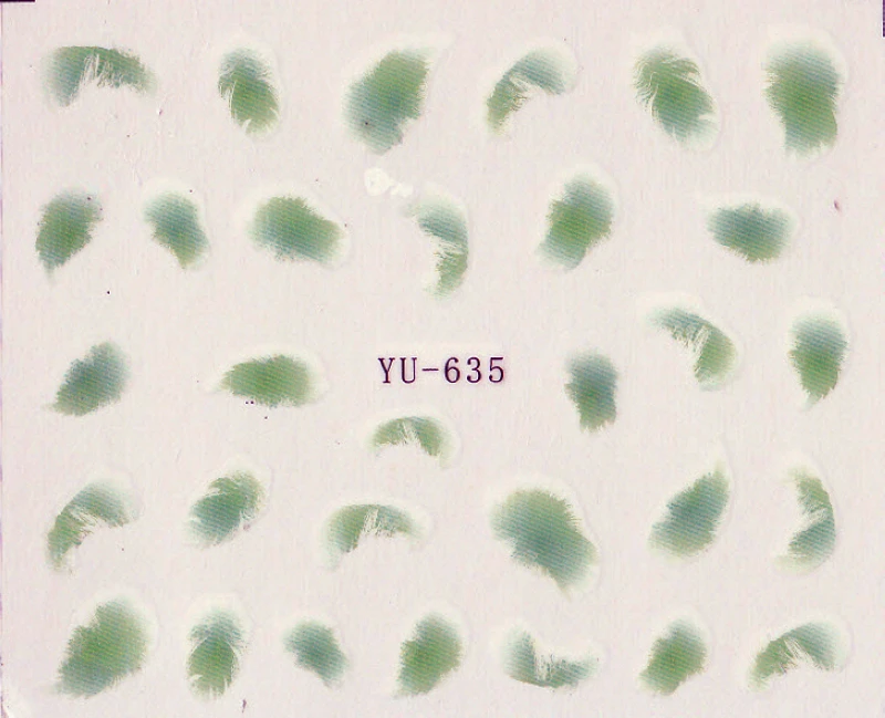 6 упак./лот переводная наклейка на ногти с изображением птиц павлина перьев YU634