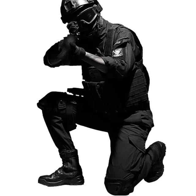 Black CQB Военная Камуфляжный костюм куртка Для мужчин охота одежда армии США тактические форма Для мужчин камуфляж большой Размеры костюм - Цвет: Black