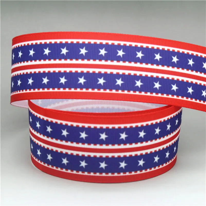 DHK 1 5 дюйма 10 ярдов космос США звезда Печатный grosgrain искусственный бант головные