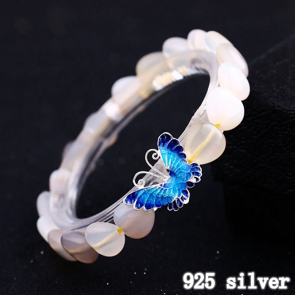 Yumten Moonstone 925 Silver Butterfly Love Women's Bracelet Jewelry Carters Buda Femme Armbanden Voor Vrouwen Bileklik | Украшения и