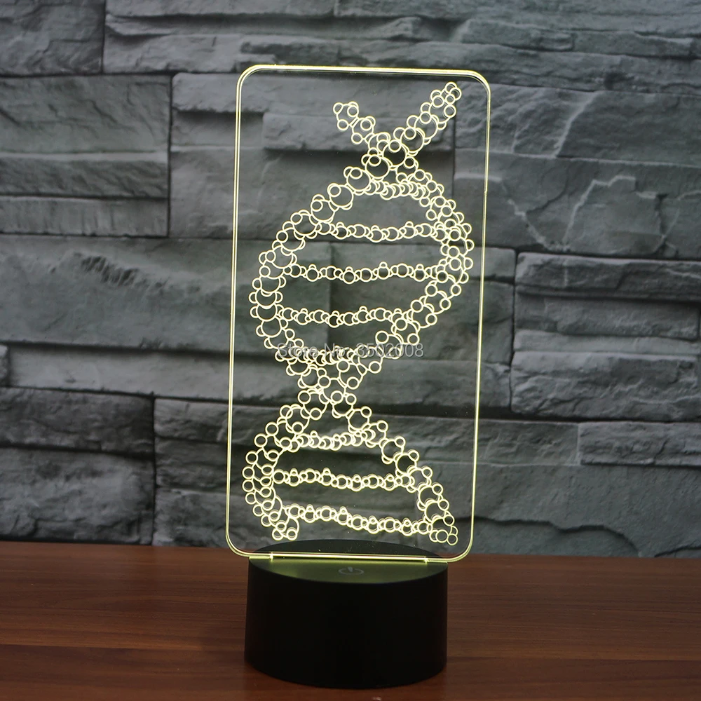 Креативный 3d сегмент DNA Красочный ночник 7 меняющихся цветов сенсорный