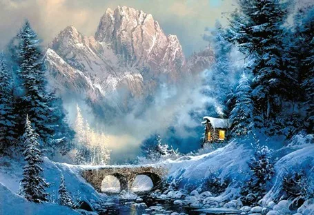 

14/16/18/27/28 The Snow Valley Scenery Needlework,For Embroidery,DIY DMC Arts Cross stitch kits Set Cross-Stitching