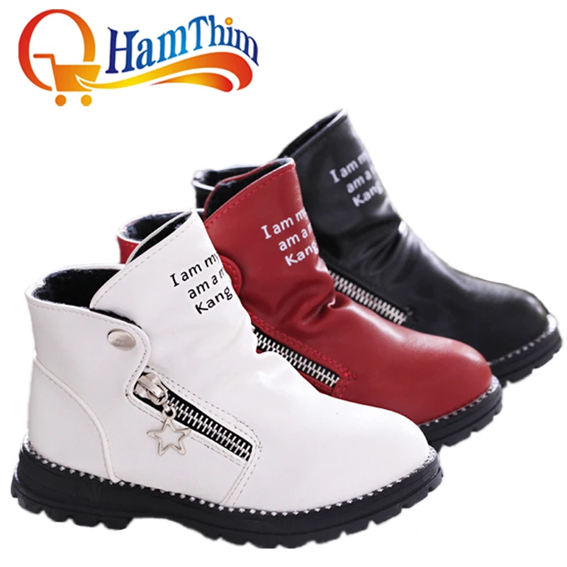 New Girls Boys PU Leather Children Shoes Ankle Boots Fashion Sports Snow Winter Botas Kids Baby Zipper | Детская одежда и обувь