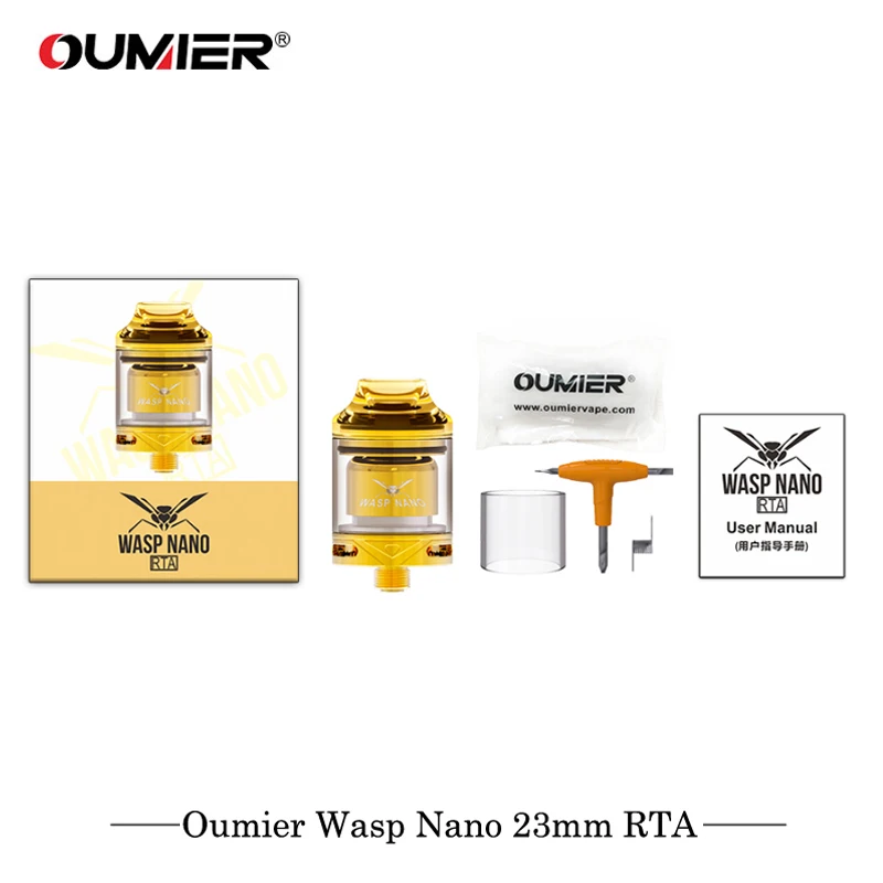 Original Oumier Wasp Nano 23mm RTA Single Coil Tank Atomizer PCTG Drip Tip Vape Vaporizer VS WASP NANO RDTA Geekvape | Электроника