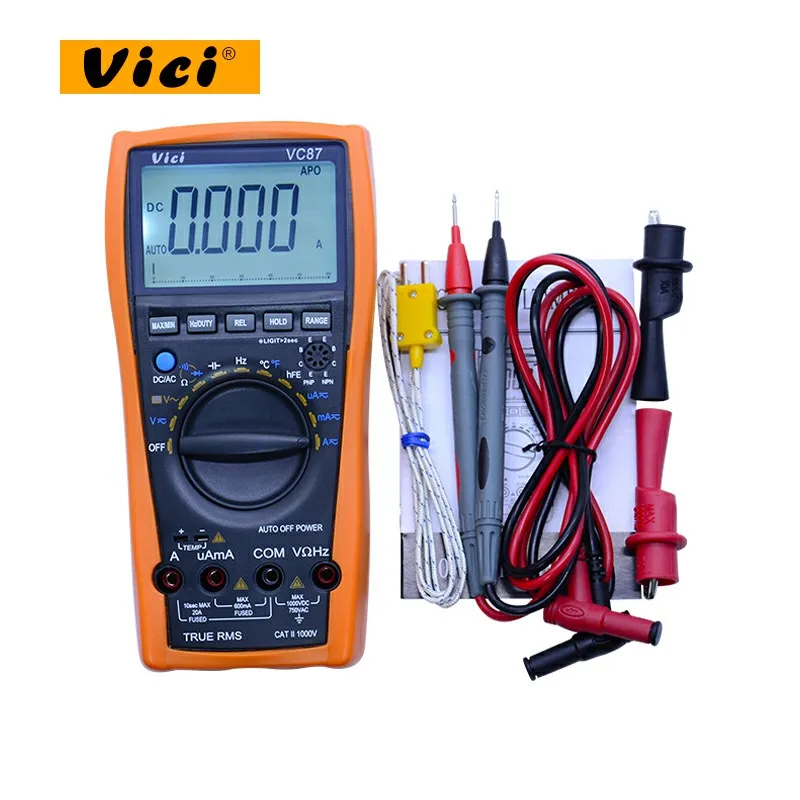 

VICI VC87 Digital Multimeter True RMSAC DC Voltmeter 6000 Counts with temperature test and LCD backlight display