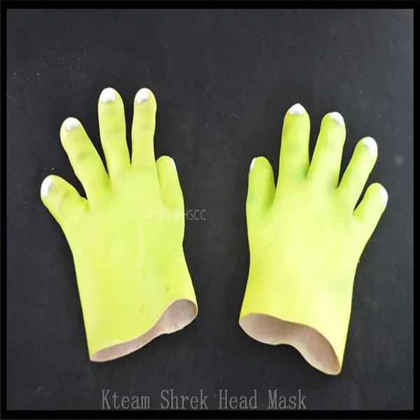 Высокое качество 100% латекс вечерние маска шрек Маска головы с перчатками