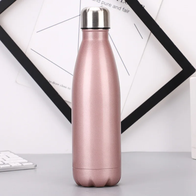 B Розовое золото бутылка для воды Нержавеющая сталь термос eco-friendly вакуумный термос с изоляцией Портативный чашка для походов, для напитков бутылка - Цвет: B