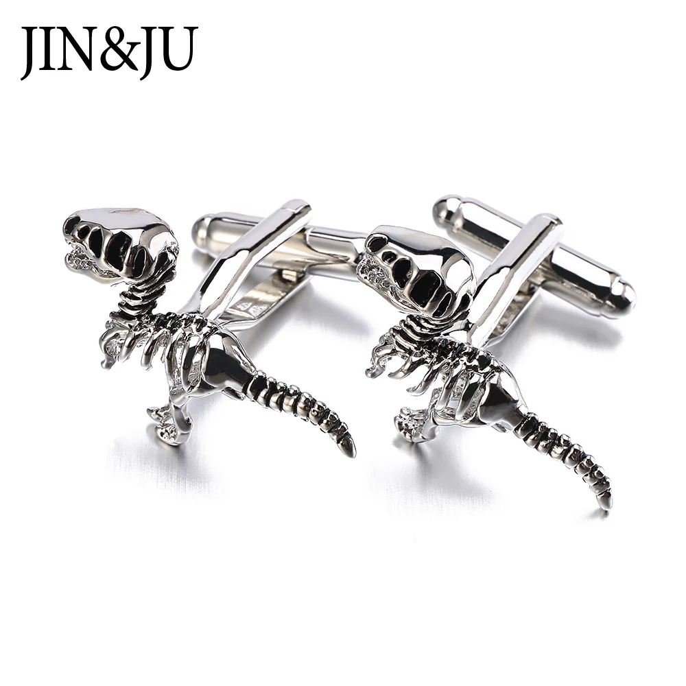JIN & JU распродажа настоящие серебряные запонки с динозаврами металлические для