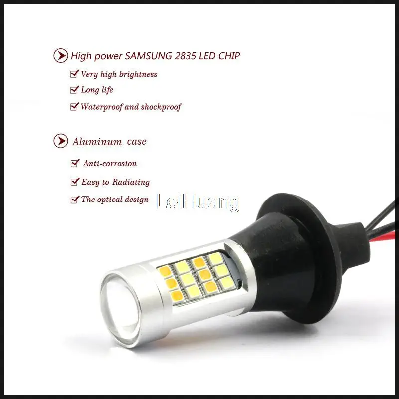 2 шт. 7440 T20 двухцветный переключатель LED DRL указатель поворота комплект бесплатная