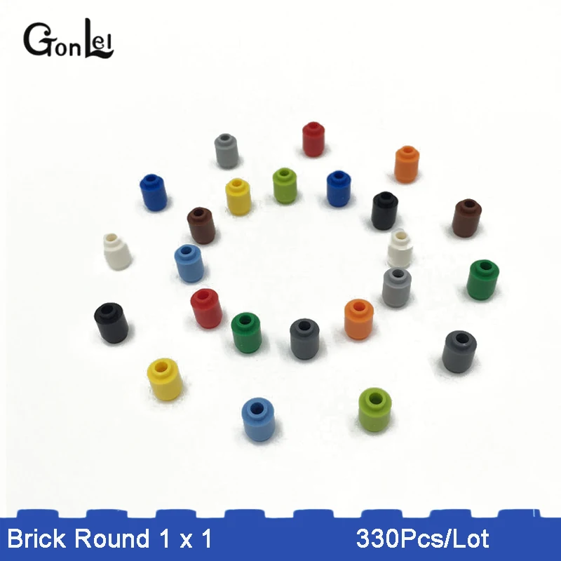 330 шт./лот MOC кирпич круглый 1x1 открытый Стад части DIY строительный Блок Совместимые части игрушек с детали для конструктора