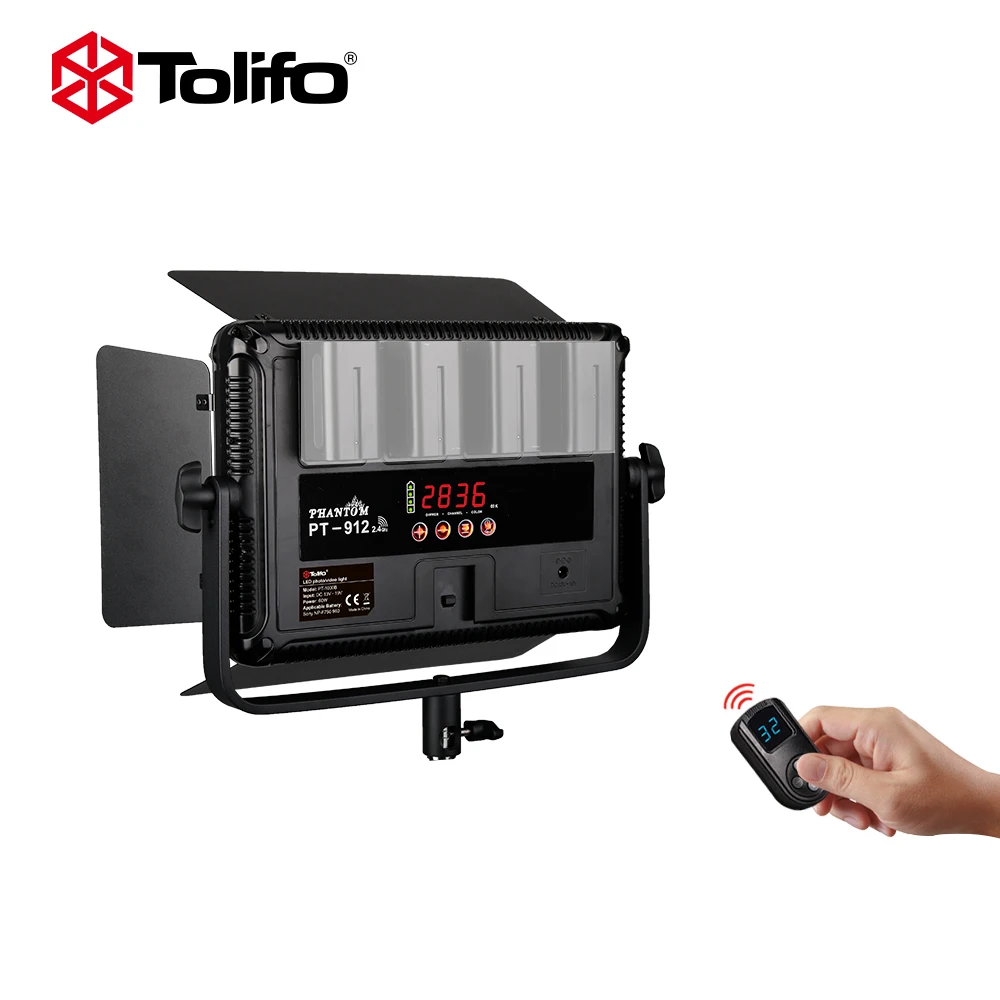 Tolifo PT 912B 912 шт. 55 Вт Двухцветная светодиодная лампа для видеосъемки с Barndoor и