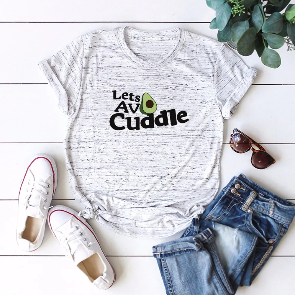 

Женская хлопковая Футболка с принтом Let's eat, повседневная хипстерская футболка с надписью «Let's eat авокадо», 2019