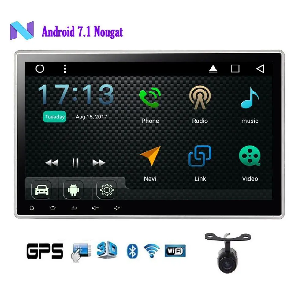 Сзади Камера + Android 7.1 GPS dvd плеер автомобиля стерео Quad Core 10.1 дюймов в тире двойной din
