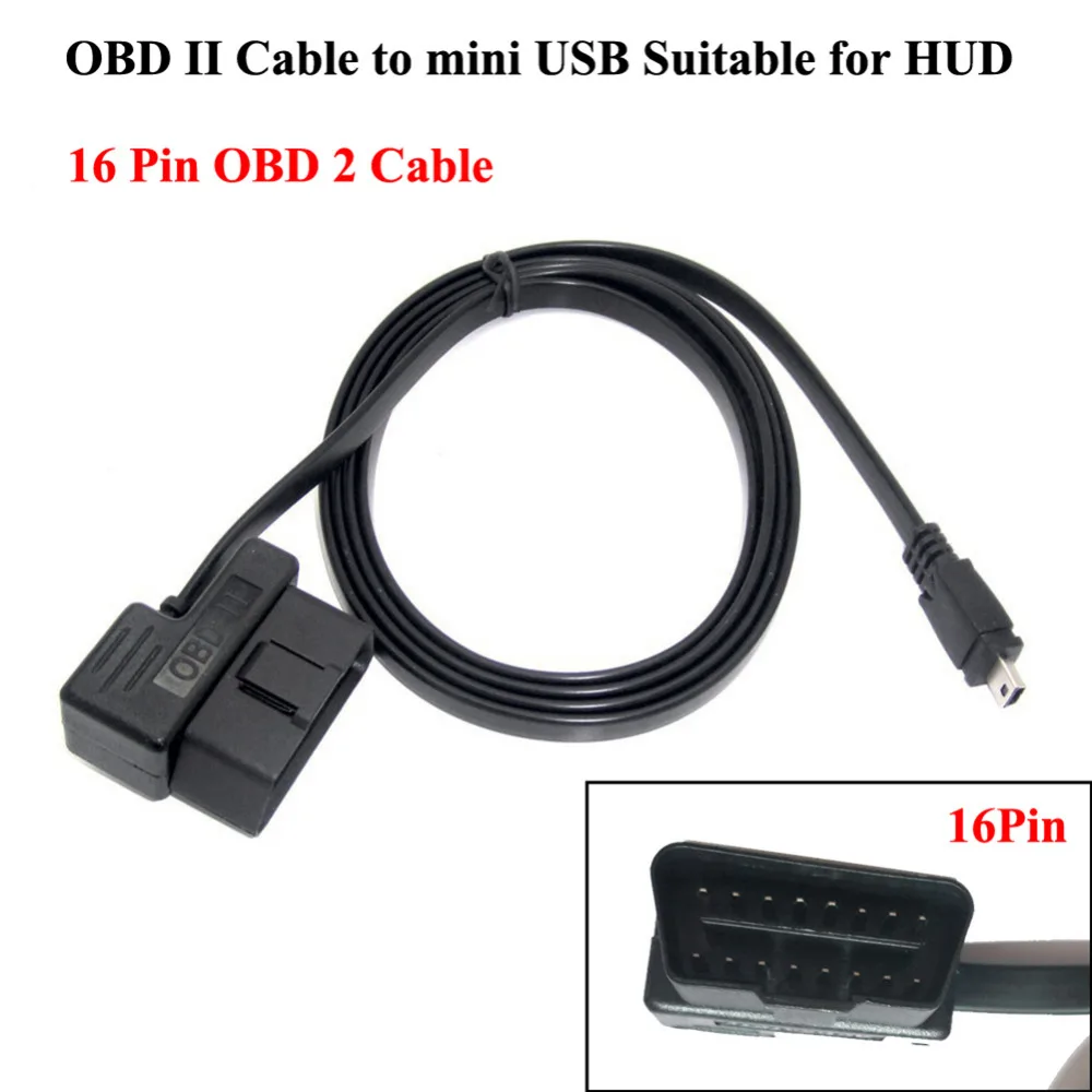 1 95 м OBD II 2 кабель диагностический адаптер 16 Pin OBD2 к Мини USB для HUD 5 Дисплей оптовая