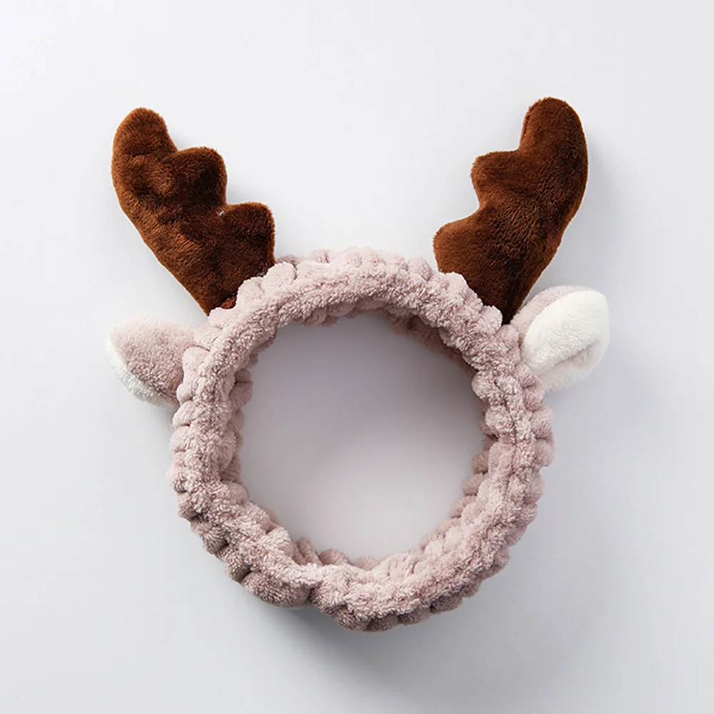 Кофе Wash Face Cute Hair Clasp Elk Antler Elastic Mask Tool Casual Make Up Bath Lovely Headwrap For Shower Makeup Headband - Цвет: Кофе