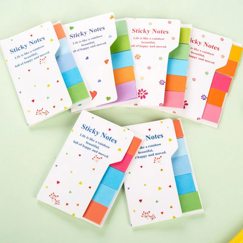 1 PCS Creative small fresh double-sided double color Cute Rainbow Colored Sticky Notes N Times Sticker Memo Pad Note Bookmark Ma