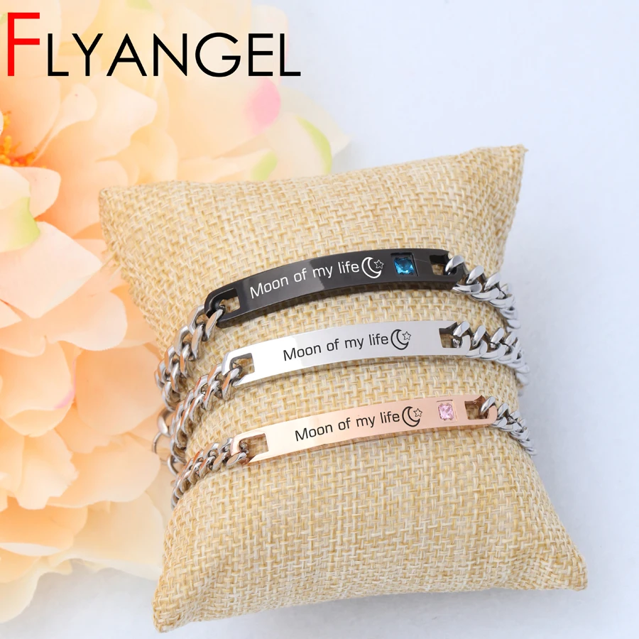 FLYANGEL Crystal Engraved Bracelet Moon Of My Life Exquisite Adjustable Bangle Jewelry Accessories Gifts For Friend Lover | Украшения и