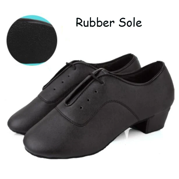 Style 3 rubber sole Современные детские мужские бальные туфли для латинских танцев, танго, профессиональная кожаная мужская обувь для сальсы на каблуке, черные танцевальные туфли, размер 25-40 - Цвет: Style 3 rubber sole
