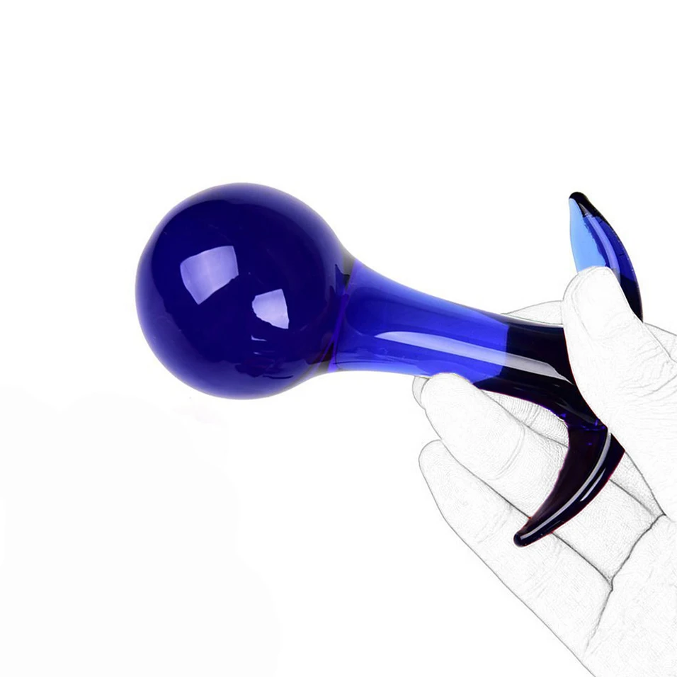 Анальная пробка camaTech Pyrex с голубыми кристаллами расширитель простаты массажер
