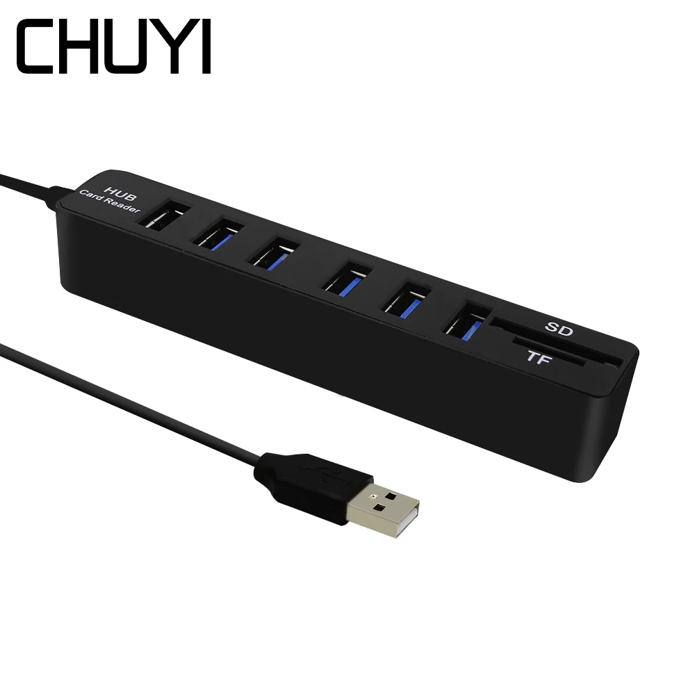

Чуи мульти usb-хаб кард-ридер комбо 6 Порты и разъёмы USB 2,0 концентратор с TF/SD чтения карт USB разветвитель адаптер для Аксессуары для Macbook ПК