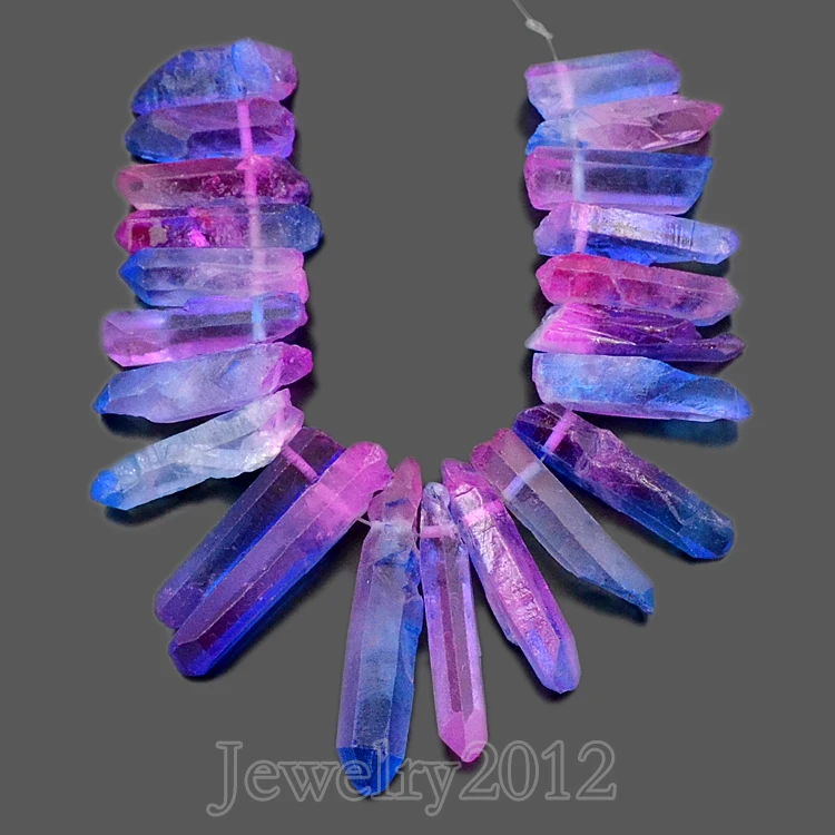 5 нитей/партия голубые и розовые бусины из натурального кварца с металлическим