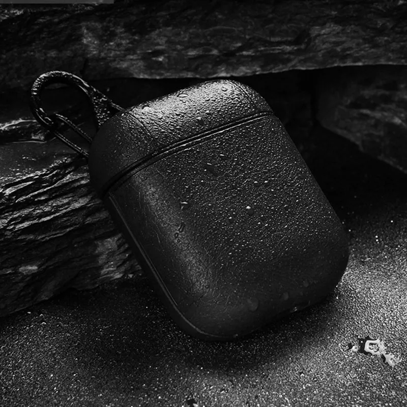 Black Бизнес-чехол для Apple Airpods чехол для Аксессуары для Airpods беспроводные наушники из искусственной кожи сумка для хранения ремень с кнопками - Цвет: Black