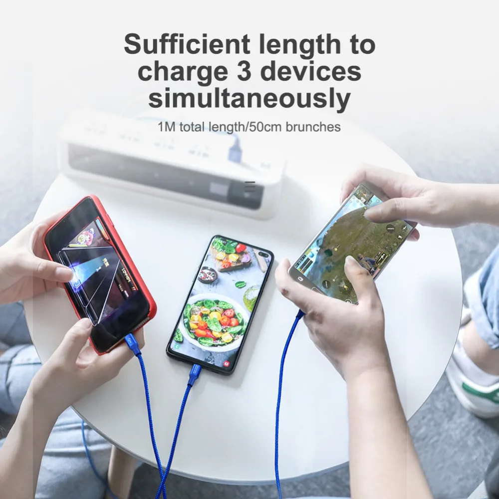 5 V/3A NILLKIN нейлоновый usb-кабель для зарядки и быстрой зарядки для iPhone кабель для быстрозаряжаемый Micro Тип-c 3-в-1 кабель для Oneplus X 7 Redmi Note 7 mi9 se