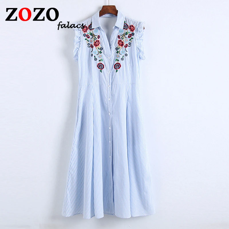 Falacs zozo на лето и весну boheimian сладкий Prairie Chic Мода Fit And Flare Вышивка в полоску без