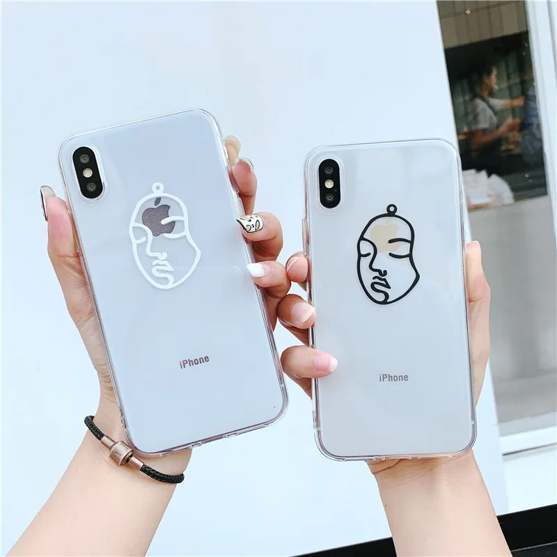 Модный мягкий чехол для телефона с линиями Apple iphone 7 Plus чехлы мультяшным рисунком