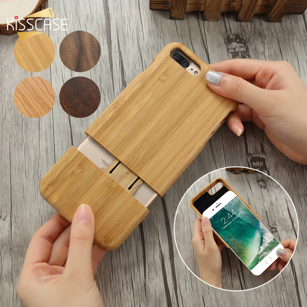 Чехол KISSCASE 2 в 1 для iPhone 7 8 Plus жесткий защитный чехол из натурального дерева