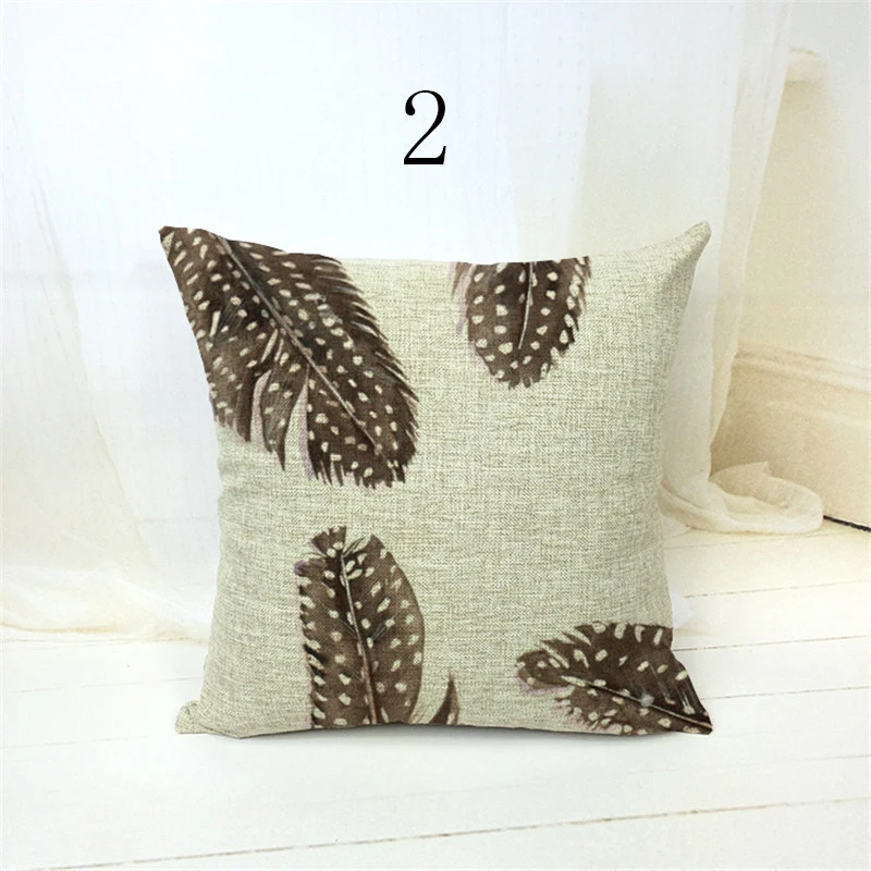 Подушка с изображением животных и перьев наволочка в виде каменной линии стиле