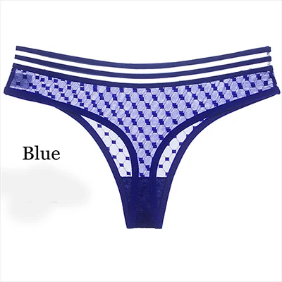 Blue Женские модные сексуальные спортивные стринги сексуальные сетчатые бесшовные трусы с низкой посадкой трусы-танга g-стринги трусики femme - Цвет: Blue