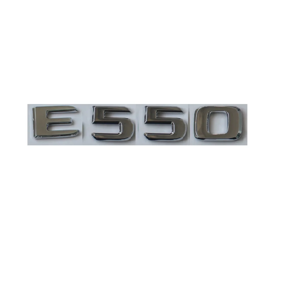 

Flat Chrome ABS Rear Trunk Letters Badge Badges Emblem Emblems Sticker for Mercedes Benz E Class E550 2017 -2019