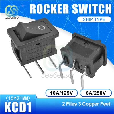 ON-OFF 3pin 5Pcs/lot KCD1 Rocker Switch Power Switch ON-OFF 2 Position ON-OFF-ON 3 Position 2Pins 3Pins 4Pins 6Pins 6A 250VAC/ 10A 125VAC - Цвет: ON-OFF 3pin
