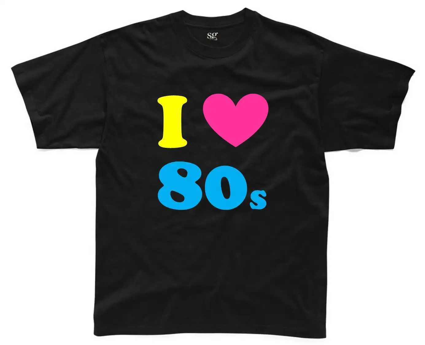I LOVE THE 80 s Мужская футболка S-3XL черное костюмированное платье костюм неоновые 80's