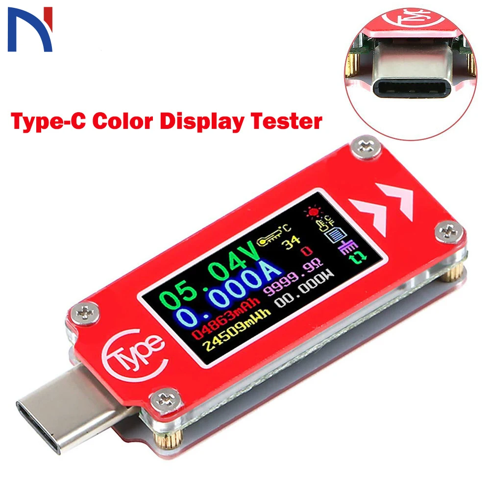 TC64 тип c Вольтметр Амперметр цветной ЖК дисплей USB измеритель напряжения