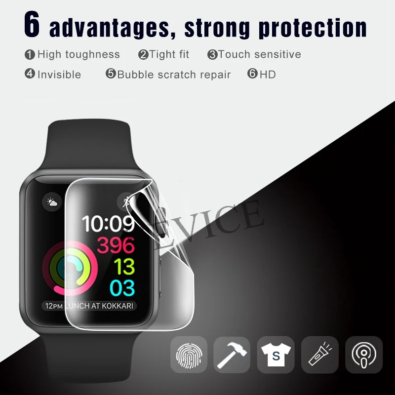 9D Защитная пленка для iWatch 4 44 мм 40 с полным покрытием мягкая Apple 1 2 3 38 42 3D изогнутая