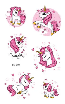 

Waterproof Temporary Tattoo Sticker Cute Unicorn Fake Tatoo Tatouage Temporaire Flash Tatto hand foot For Kids Children Girl