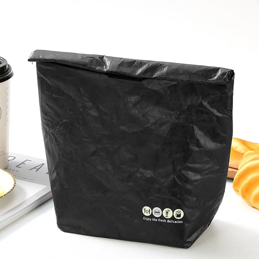 black TPFOCUS Tyvek бумага водонепроницаемый многоразовый бумажный пакет Ланч-бокс герметичный изолированный коричневый Tyvek мешок - Color: black