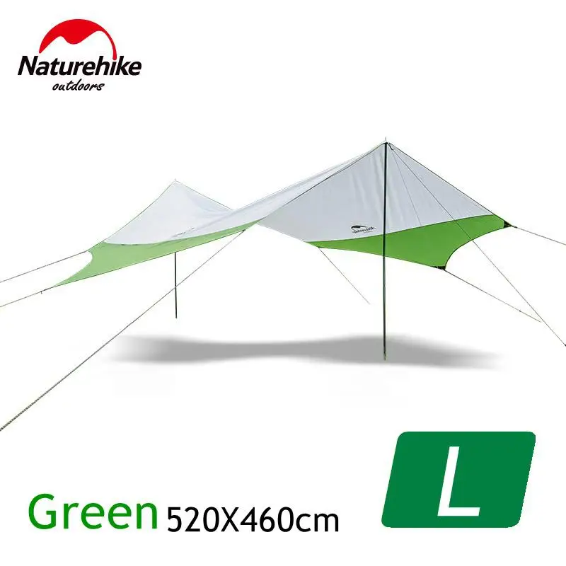 Green 520x460CM Naturehike шестиугольная палатка для кемпинга, Солнцезащитная палатка, для улицы, Ультралегкая, защита от солнца, водонепроницаемый тент, навес, Пляжная палатка, солнцезащитный козырек - Цвет: Green 520x460CM