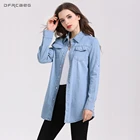 Женская джинсовая рубашка размера плюс, модная Осенняя длинная рубашка с длинным рукавом, облегающая блузка на шнуровке