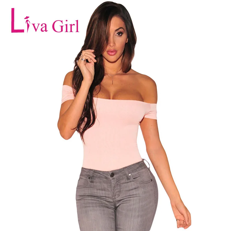 32052-Pink LIVA GIRL, сексуальный черный облегающий боди с длинным рукавом, женские комбинезоны с открытой спиной и открытыми плечами, белые боди с вырезом лодочкой, женские комбинезоны - Цвет: 32052-Pink