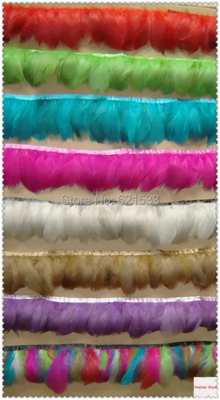 

New Arrival!2Yards/lot!6-7CM Height Dyed Mallard Flank Duck Feather Trim Fringe,8 colour for choice,freeshipping