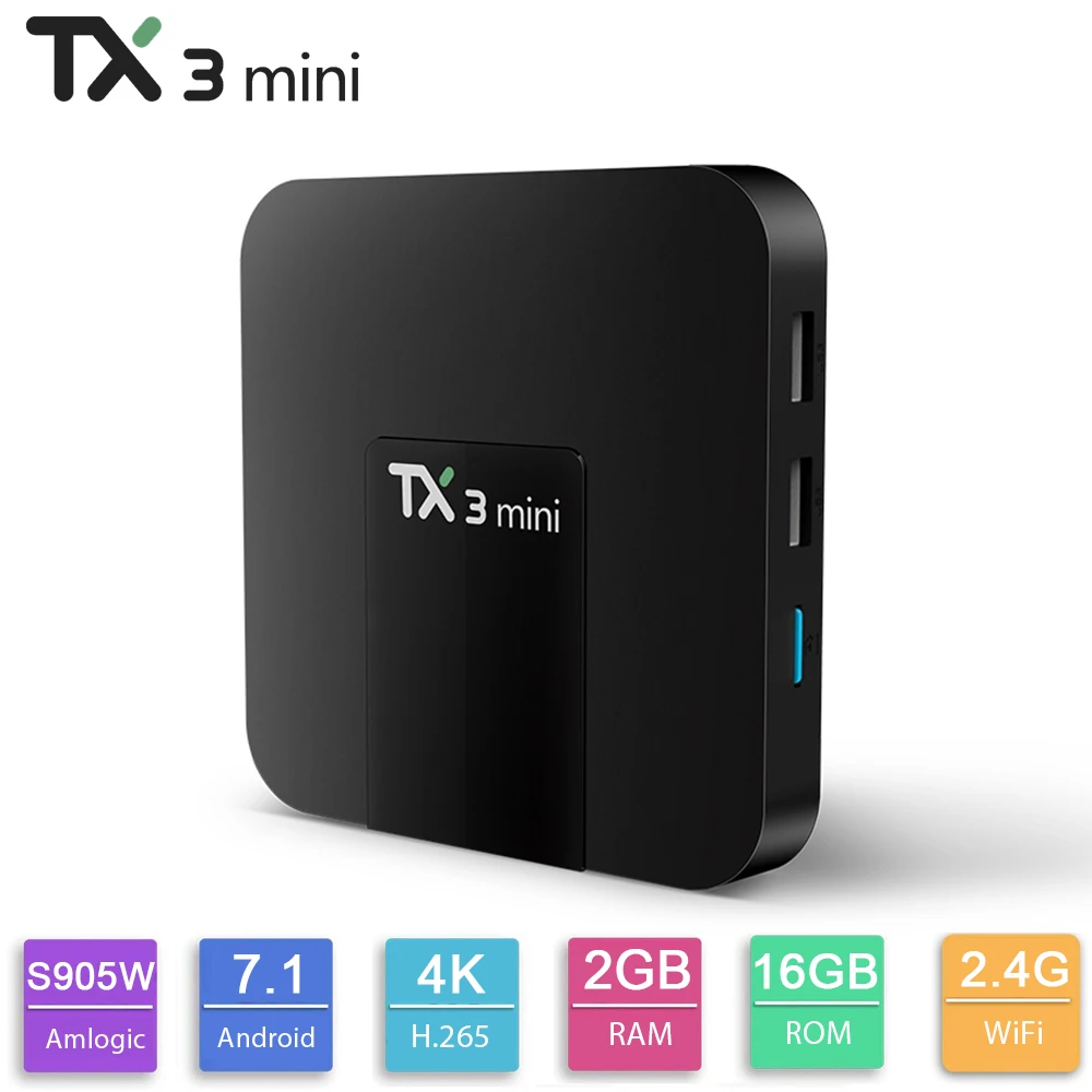TX3mini Android tv Box Amlogic S905W четырехъядерный Android 7,1 tv Box 1 ГБ/2 Гб ram 8 ГБ/16 ГБ rom 4K Netflix медиаплеер телеприставка