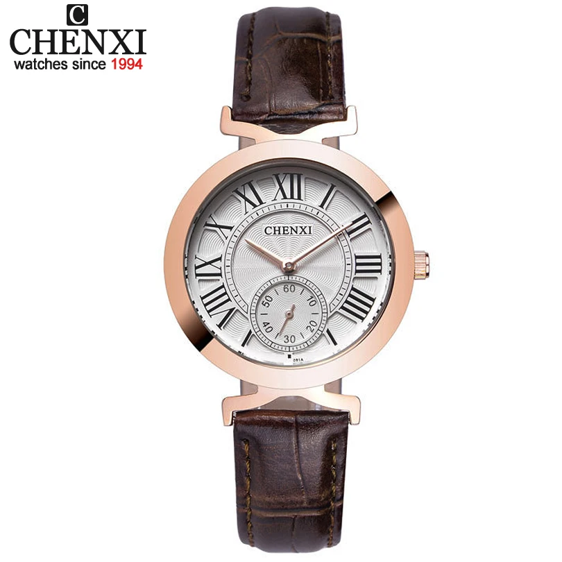 CHENXI женские кварцевые часы с кожаным ремешком модные водонепроницаемые мужские