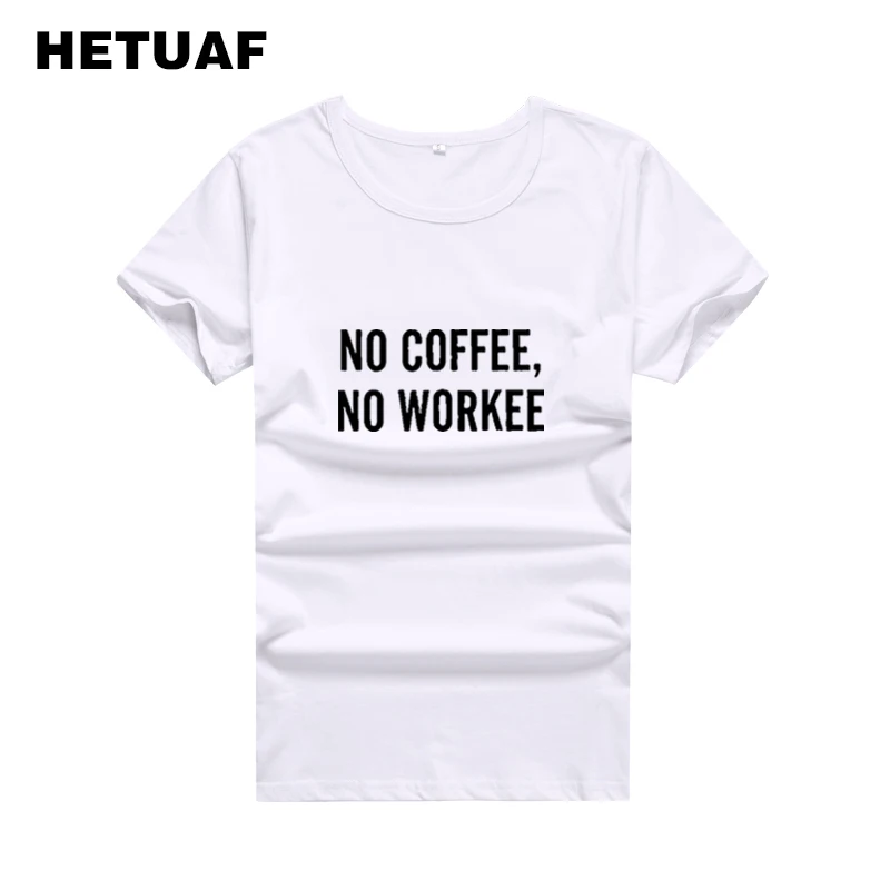 Женская футболка с принтом NO COFFEE WORKEE летняя свободная в стиле Харадзюку панк рок