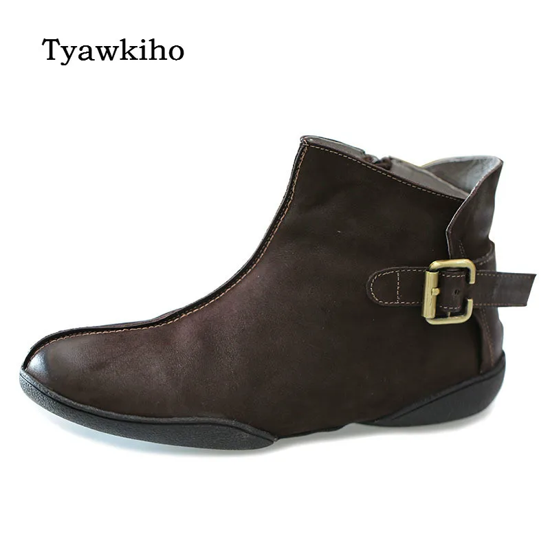 Tyawkiho/женские ботильоны из натуральной кожи Женские ботинки Челси кофейного