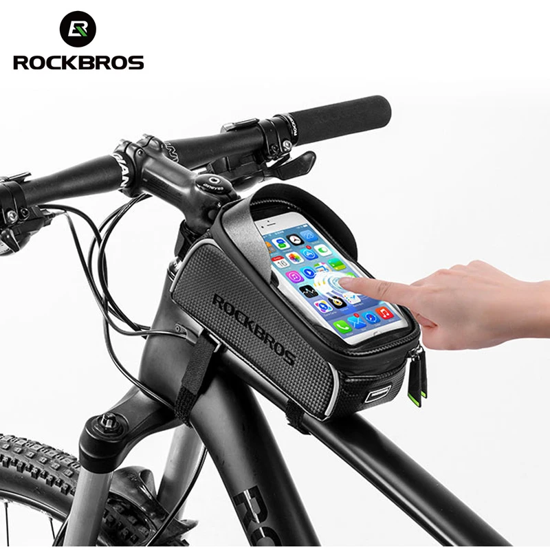 rockbros cycling bag mtb bike bicycle waterproof top tube frame saddle 6 inch touch screen bag phone case bicycle accessories free global shipping