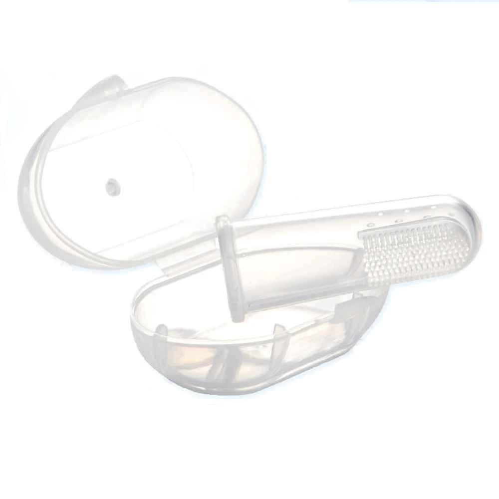 Детская зубная щетка на палец в коробке прозрачная Массажная мягкая силиконовая