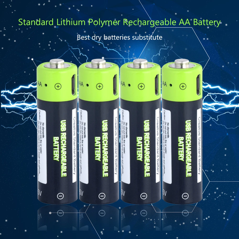 AA USB перезаряжаемая батарея 1250 mAh литий полимерная li po ионная usb